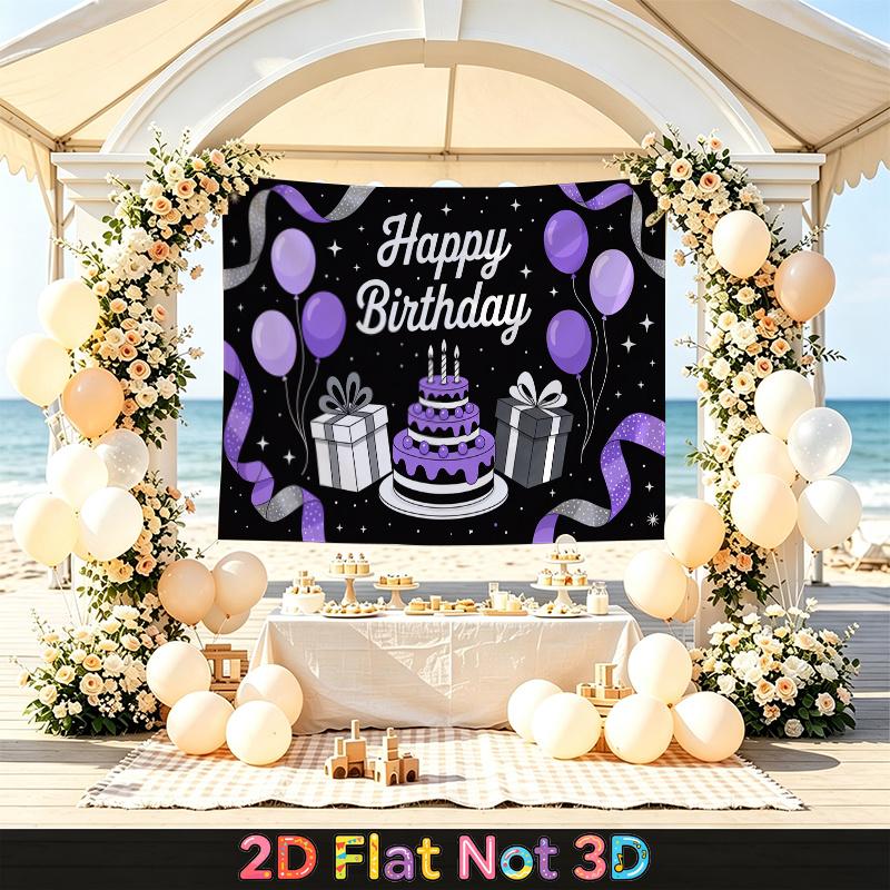 Party Backdrop Birthday Purple Photo Booth Background Front Door Decor