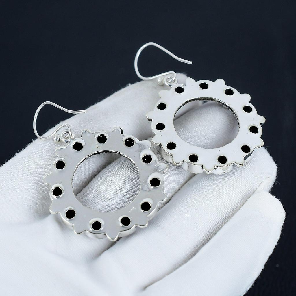 Natural Black Spinel Gemstone Earrings, 925 Sterling Silver Earring, Handmade Boho Silver Jewelry Dangle Earrings, Wadding Gift