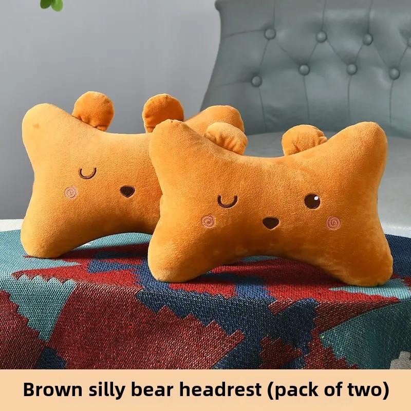 Updated Cartoon Headrest Pillow Charming Headrest Plush Cartoon Animal Car Lumbar Support Pillow Creative Car Neck Pillow Accessories