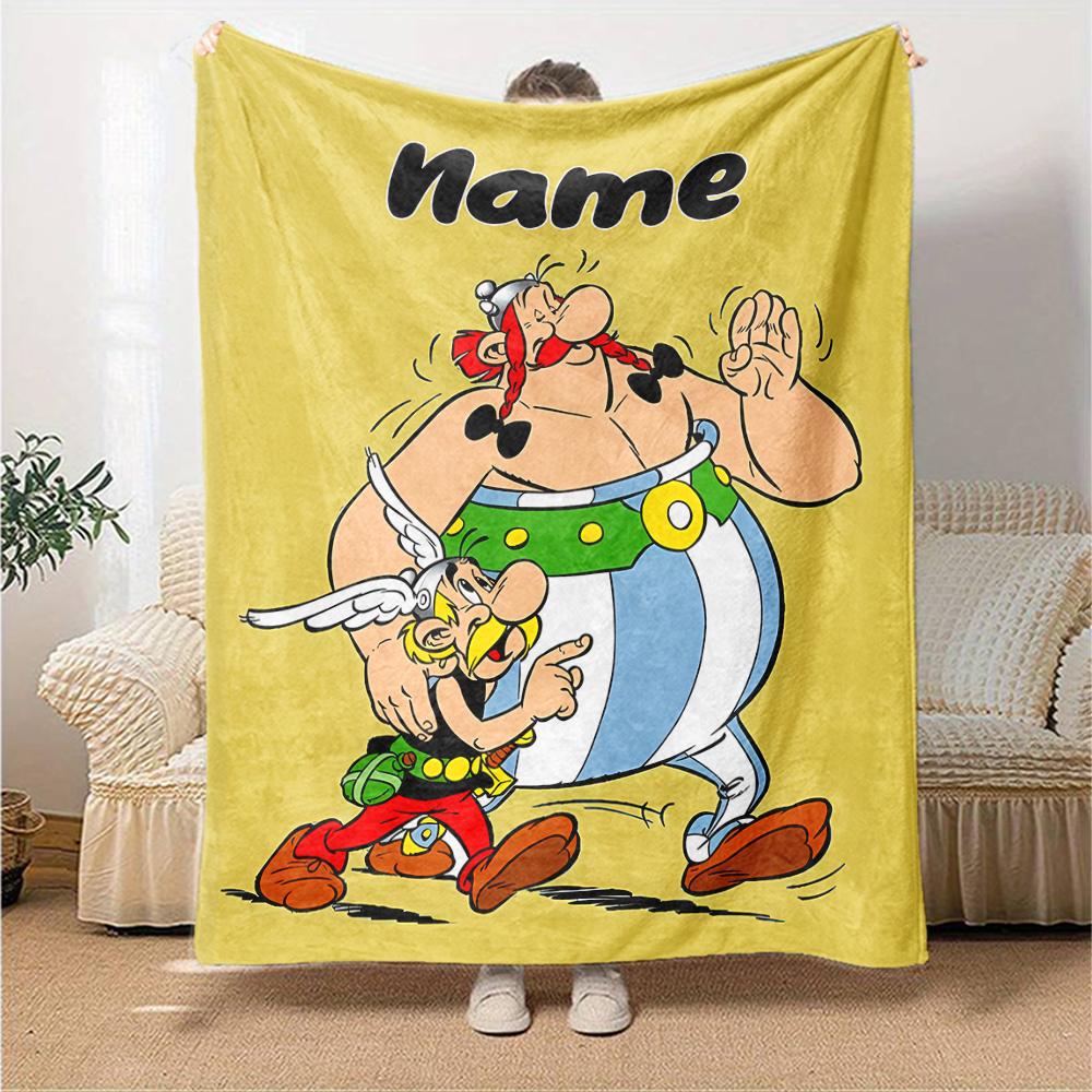 Personalisierbare Decke mit Namen und Persönlichkeit Asterix, Weich & Warm, für Sofa, Büro, Bett, Reise, Mittagspause, Geschenk, Geeignet für alle Jahreszeiten