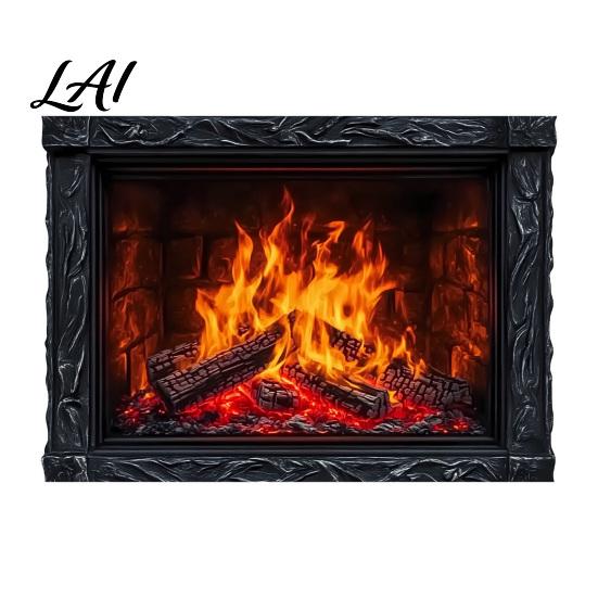 Holiday Party Wall Sticker Fireplace Flame Decal Vintage European Background Sticker Self-Adhesive Removable PVC Decor Waterproof Mural for