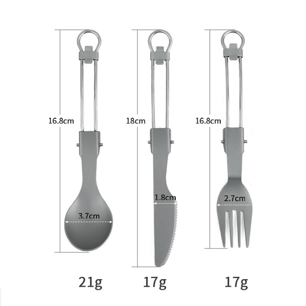 Outdoor Camping Tableware Ti Folding Spoon Fork and Knife Set for Outdoor Climbing Hiking Adventure