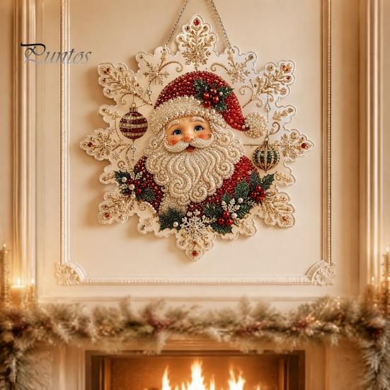 Funkelndes Edelstein-Kunstprojekt Weihnachts-Faux-Perlen-Malerei Sonnenfänger-Set, Acryl-Schneeflockenförmige Platte mit Spitze Kreatives Geschenk für Frauen Kante, 3D