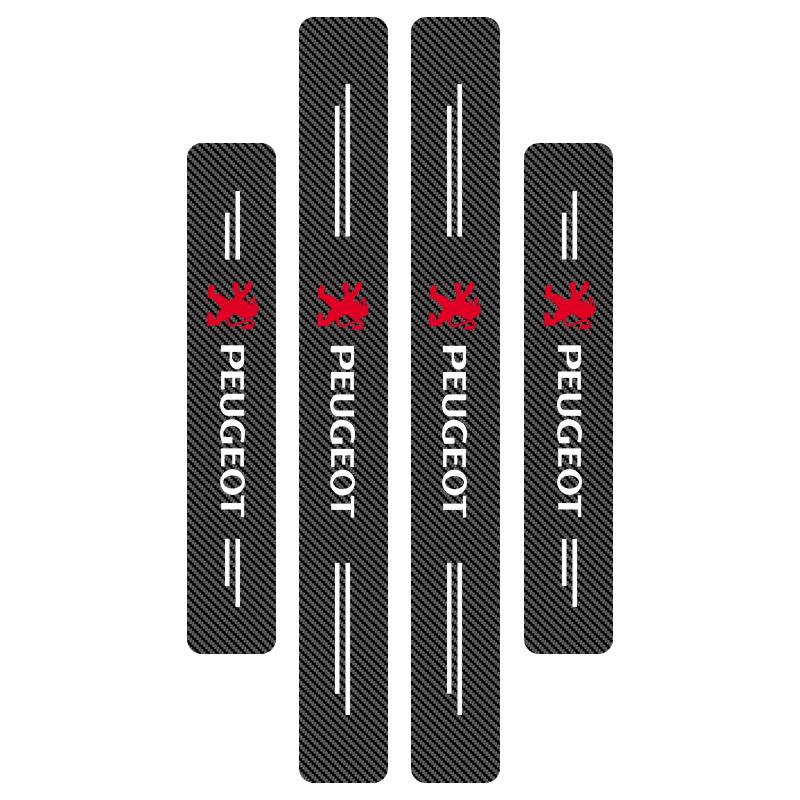4Pcs Car Door Plate Carbon Fiber Threshold Protector Sticker For Peugeot 308 408 508 RCZ 208 3008 2008 206 207 108 406 407 408 206 207 208 306 307