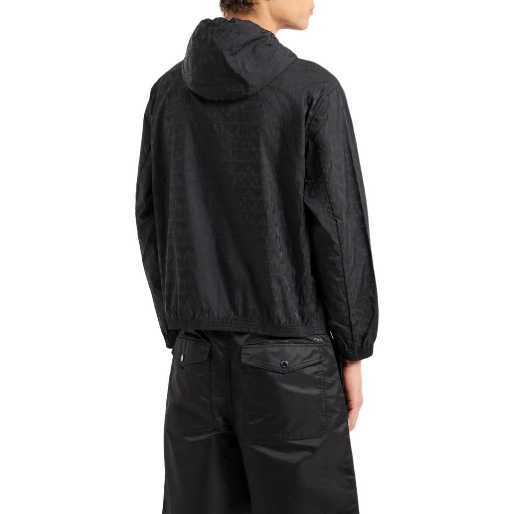 EMPORIO ARMANI Lightweight Nylon Hooded Zip up Blouson With All over Jacquard Lettering 3D1BH4-1NNXZ-0999