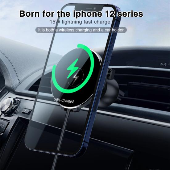 15W Car Air Vent Phone Stand Wireless Quick Charger 360 Degrees Rotating Magnet