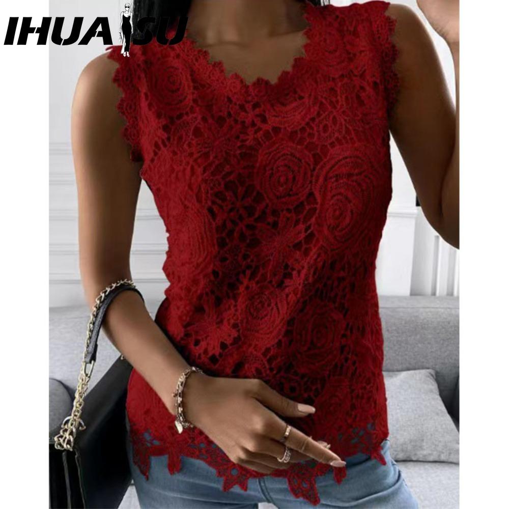 IHUASU Dámská móda Ležérní Jednobarevný Potisk Bez rukávů O Kulatý Výstřih Halenky a Košile