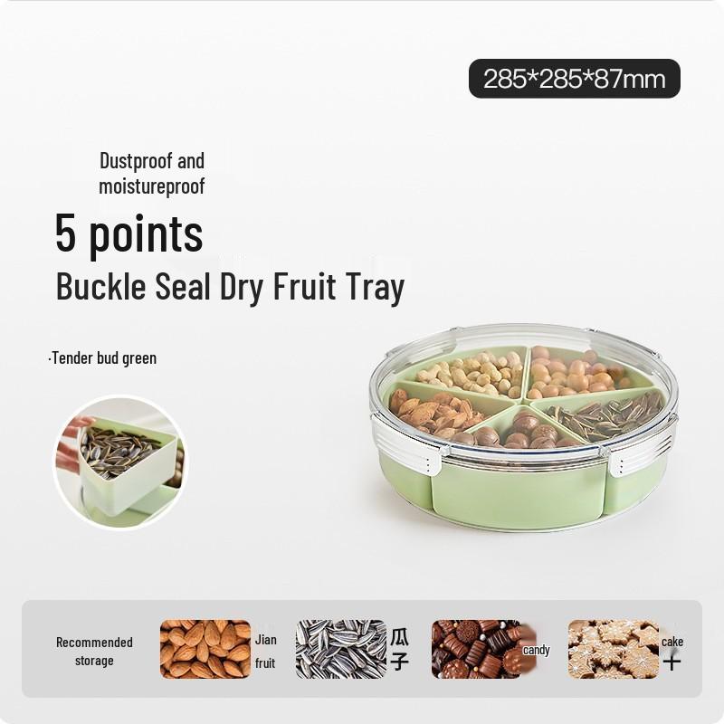 Luxe Fruit and Snack Storage Plate with Lid – Divided Sections for Fruits & Dried Snacks