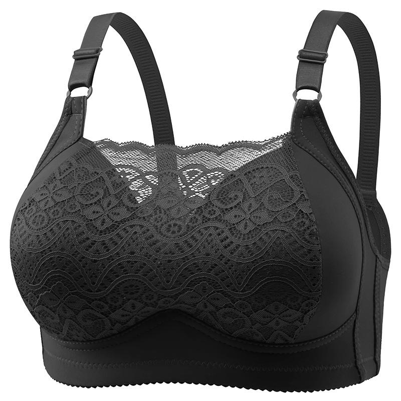 

модна гаряча продана тонка чашка без бретелей для людей середнього та літнього віку, зручна нижня білизна, чотирибортний жіночий бюстгальтер 105C чорний