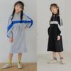 Frühling/Herbst 2024 Mädchen Lässiges Patchwork Stehkragen Langarmkleid für Eltern und Kind