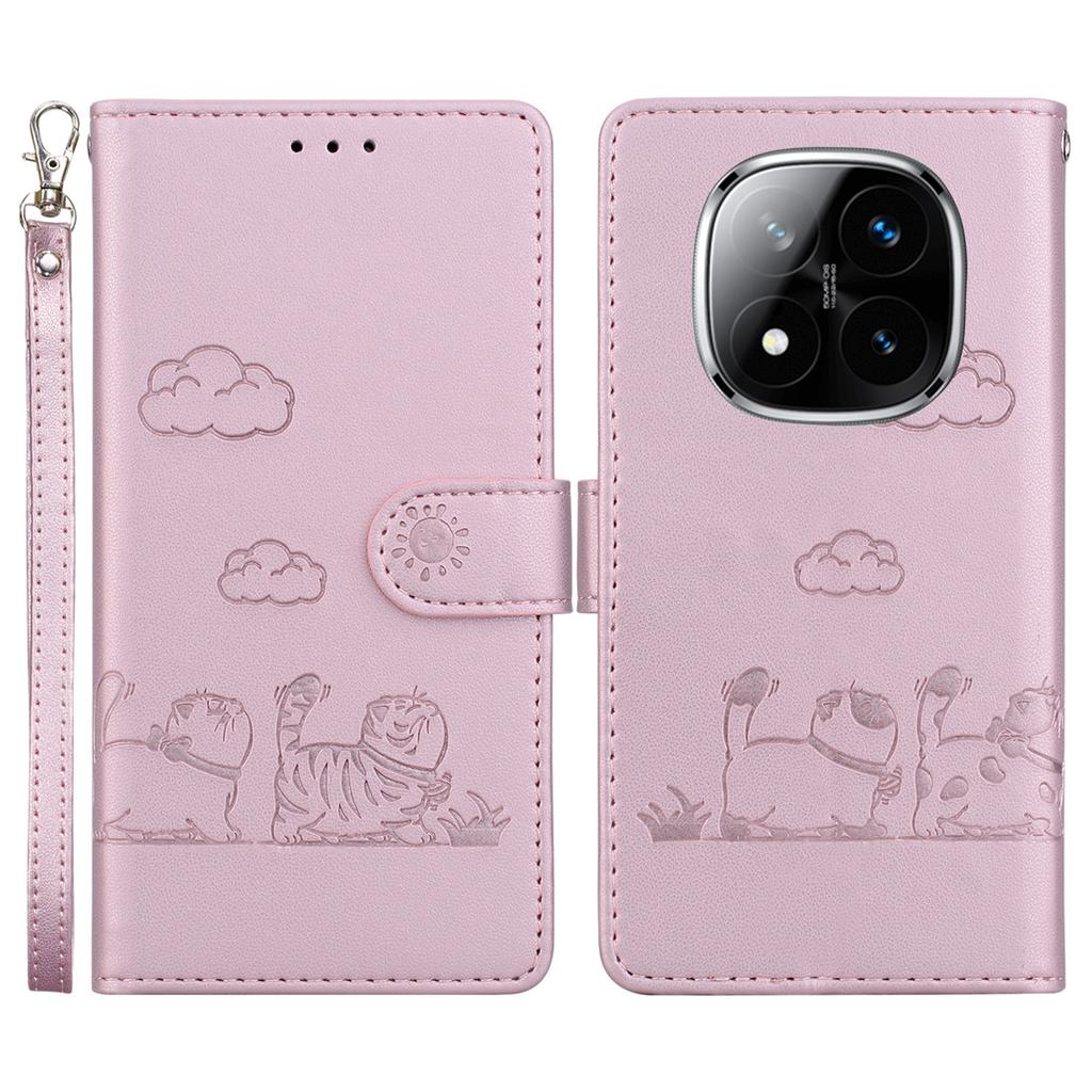 For Xiaomi Redmi Note 14 Pro 5G/Poco X7 5G Case RFID Blocking Kitten Pattern TPU+PU Leather Phone Cover