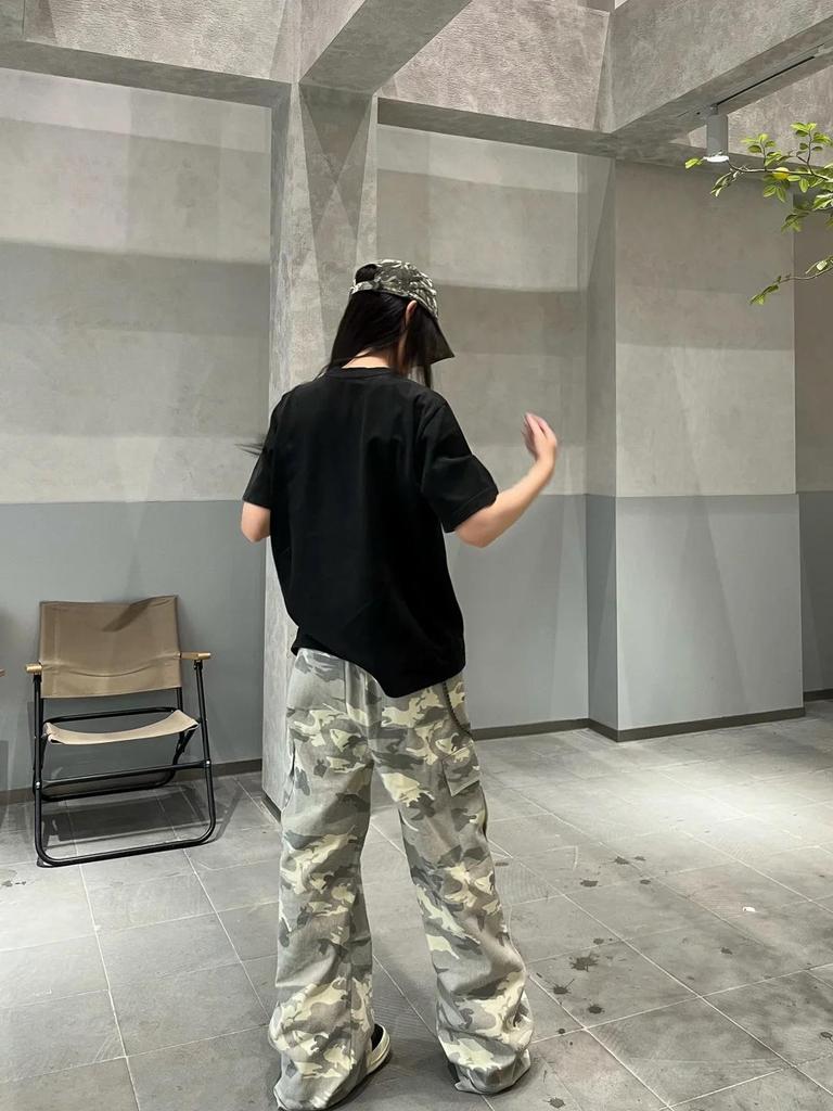 Korean Washed Camouflage Paratrooper Wide-Leg Overalls