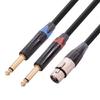 3-Pin XLR Female to Dual 6.35mm 1/4'' TS Mono Microphone Patch Cable for Speaker