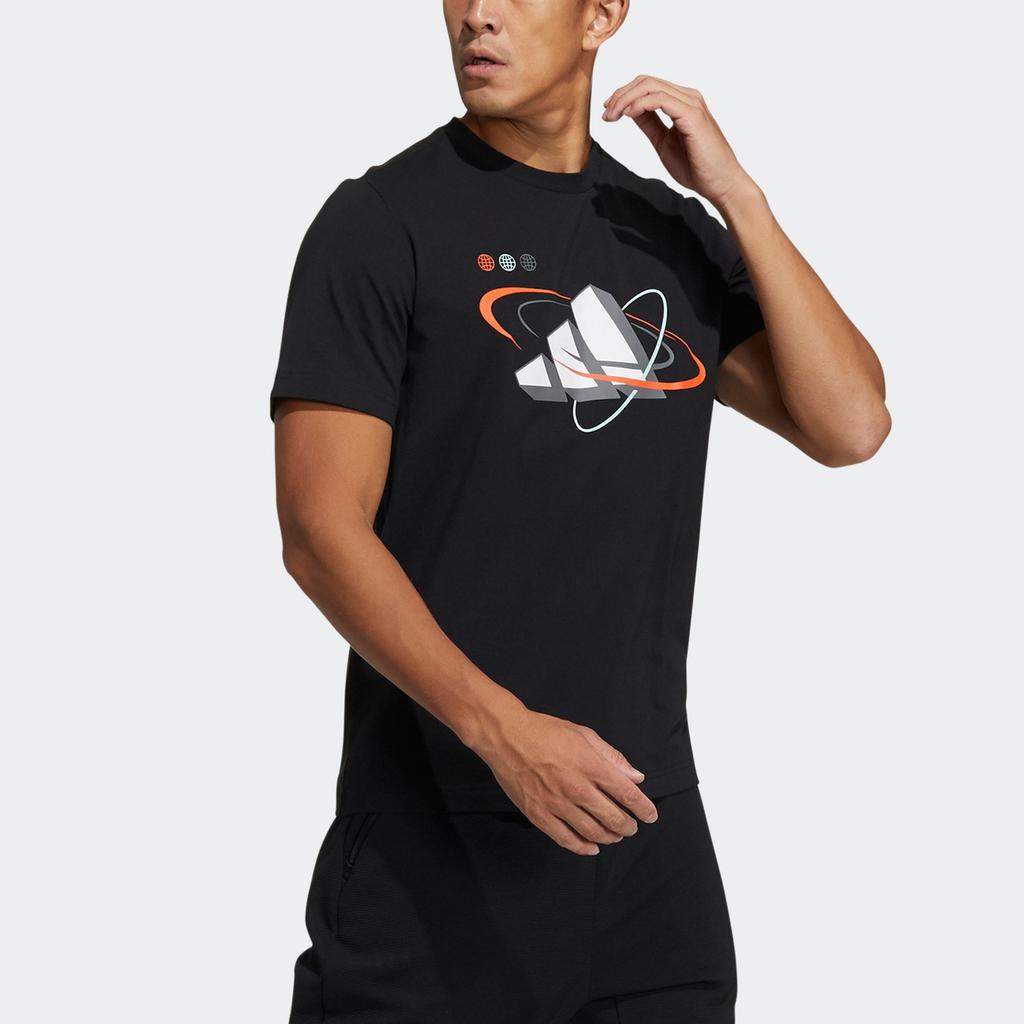 Adidas T Shirts Men's Black Crew Neck Moderate Straight Fit GP0856