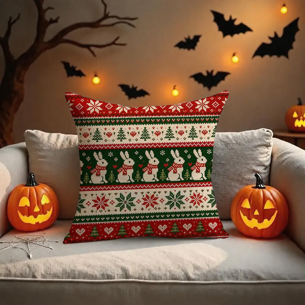 Nordic Halloween Gift Cushion Cover Halloween Rustic Throw Pillow Covers, Cute Ghost Pumpkin Maple Leaf Cushion Covers