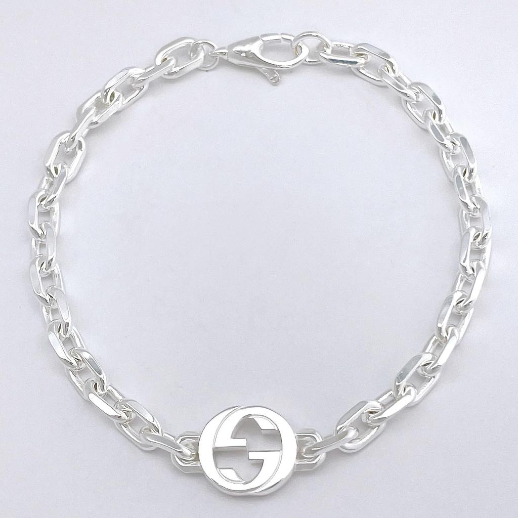Gucci Interlocking G Chain 19cm Bracelet, 19cm, Silver, 796351, J8400, 8106, [Used]