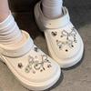 Silver Metal Clogs Decorations Summer 2026 New Design White Bowknot Women Shoes Charms Set DIY Flower Crystal Shoes Accessories