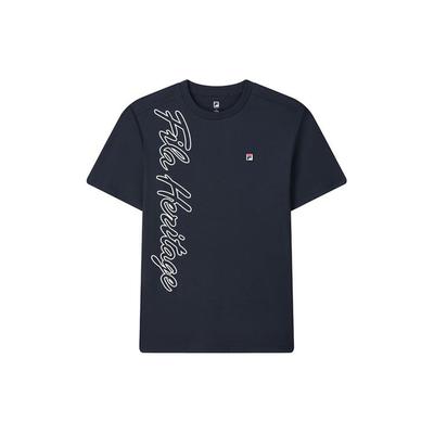 Letter Print Knit Short Sleeve T-Shirt Men Tops Blue A51M123104F-NV