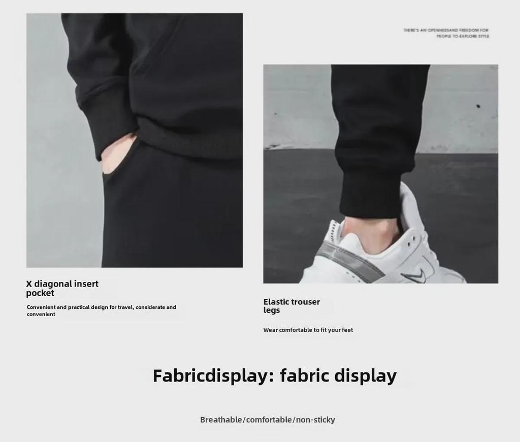 Unisex Hooded Cardigan Sports Suit: Spring/Autumn Casual, Loose-Fit Running Two-Piece Set for 2024.