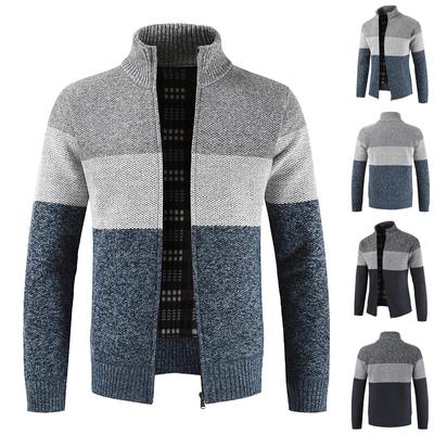 E Moda Masculina de Inverno Cardigã Solto Quente Jaqueta com Capuz e Lapela Suéter