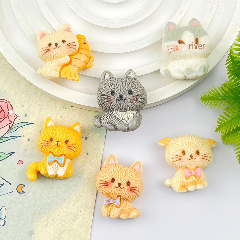 Cartoon Cat Resin DIY Accessories: Hair Clip, Keychain, Phone Case, Magnet, Shoe Buckle, Ornament