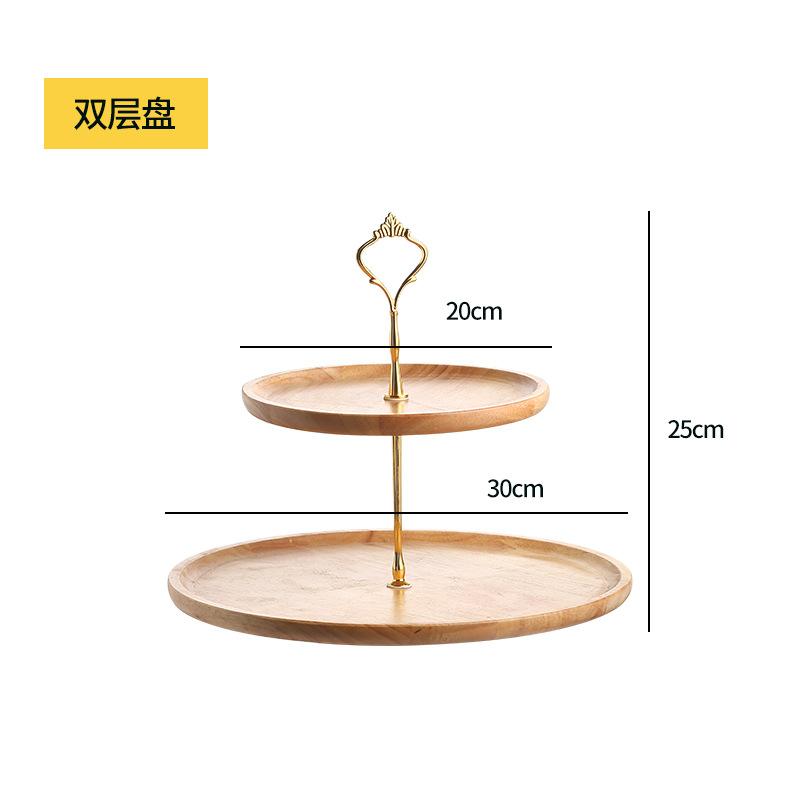 Fruit Plate Home Double-Layer Cake Stand Dessert Wooden Stand Table Decor Wedding Commercial Display Cake Stand Candy Tray