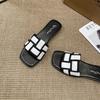 Korean version of the new summer design square head open-toed French flat-bottomed lazy beach cool slippers women's wear