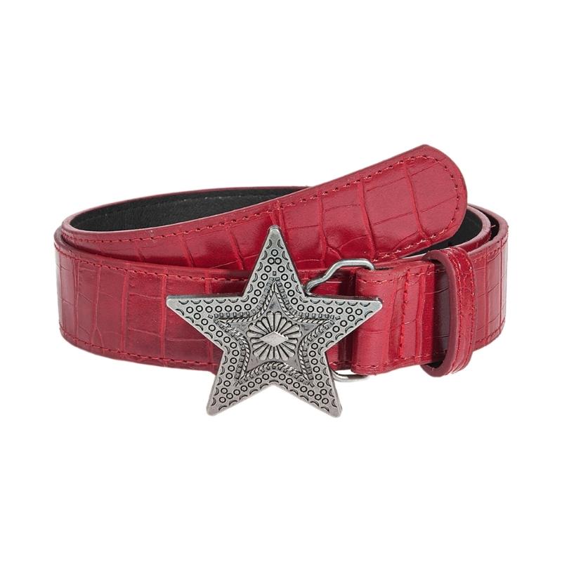 Engraved Waist Belt Punk Chain for Cowboy Cowgirl Carved Star Buckle Retro Star Buckle Waist Chain Belt
