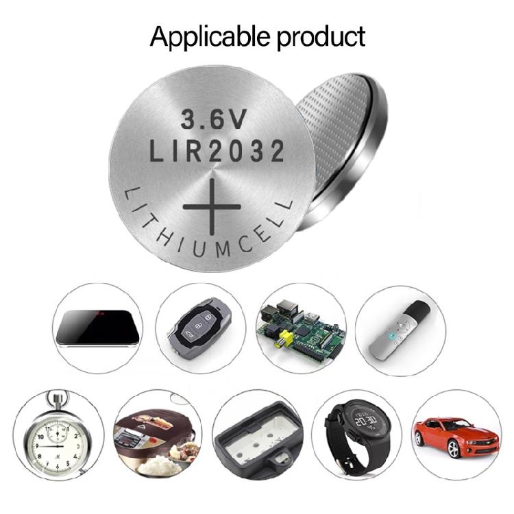 LIR2032 Batteries 3.6V Rechargeable Lithium Batteries For Car Security Alarms Device Stable Voltages Output for Computer