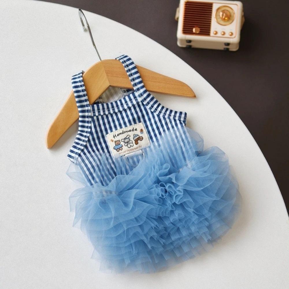 Fashion Tulle Summer Dog Cat Dress Fluffy Thin Pet Princess Dress Breathable Striped Dog Slip Dress For XS To XXL Size