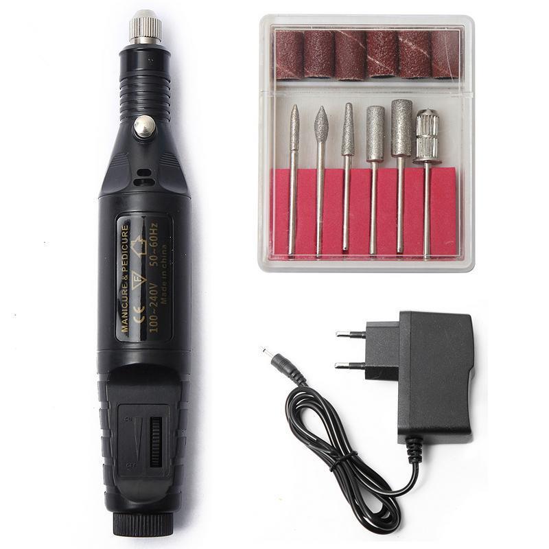 1set 6bits Power Drill Professional Manicure Machine Nail Electric Drill Pen Pedicure File Polish