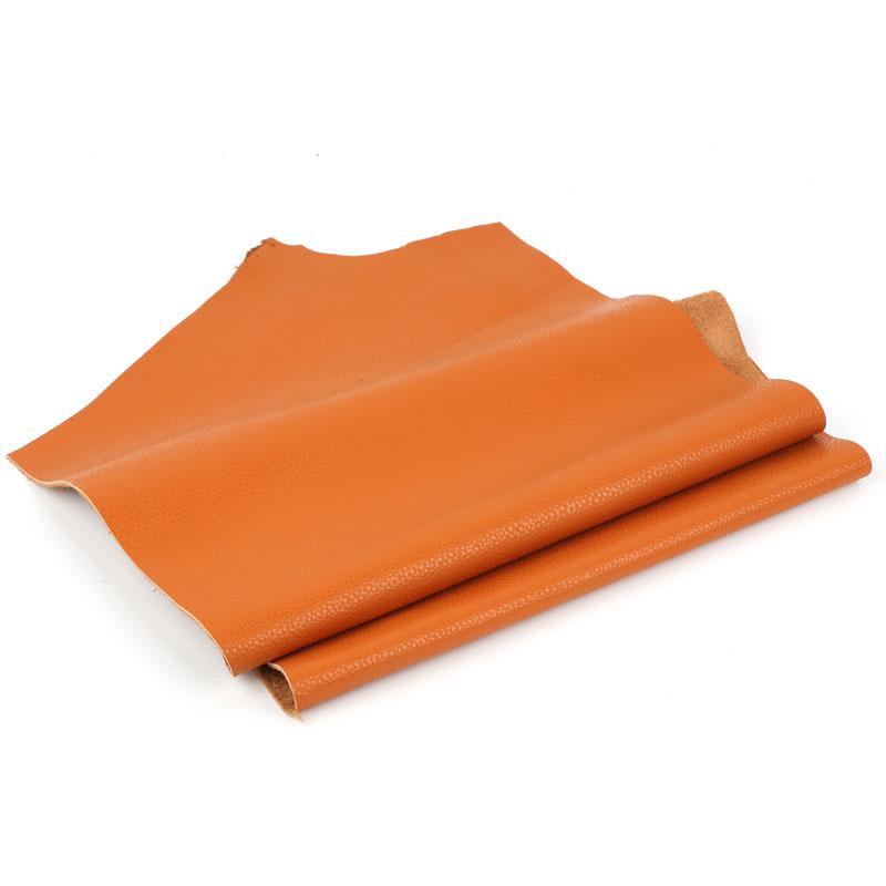 First layer cowhide leather, genuine leather, orange furniture, sofa headboard, car seat, soft cowhide, lychee patterned leather 20x20cm оранжевый