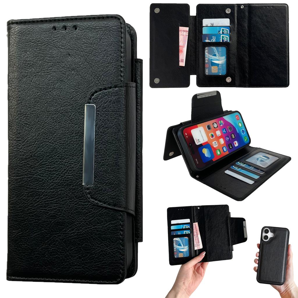 For iPhone 17 Case Detachable 2 in 1 Magnetic Closure PU Leather Wallet Phone Case