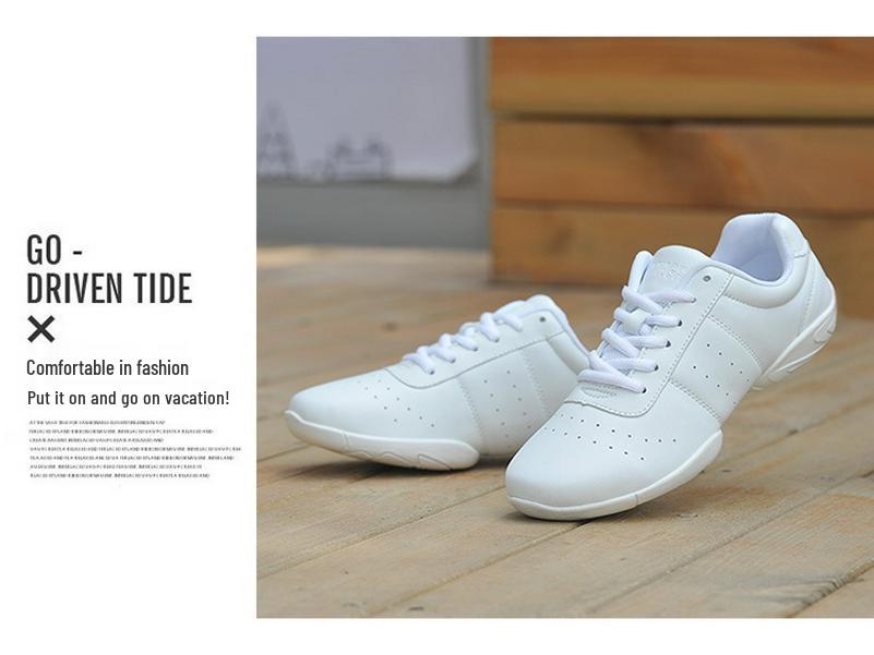 Yingrui Women's White Aerobic Dance Shoes - Soft Sole, Non-Slip, Perfect for Cheerleading and Children's Training (Model 610)