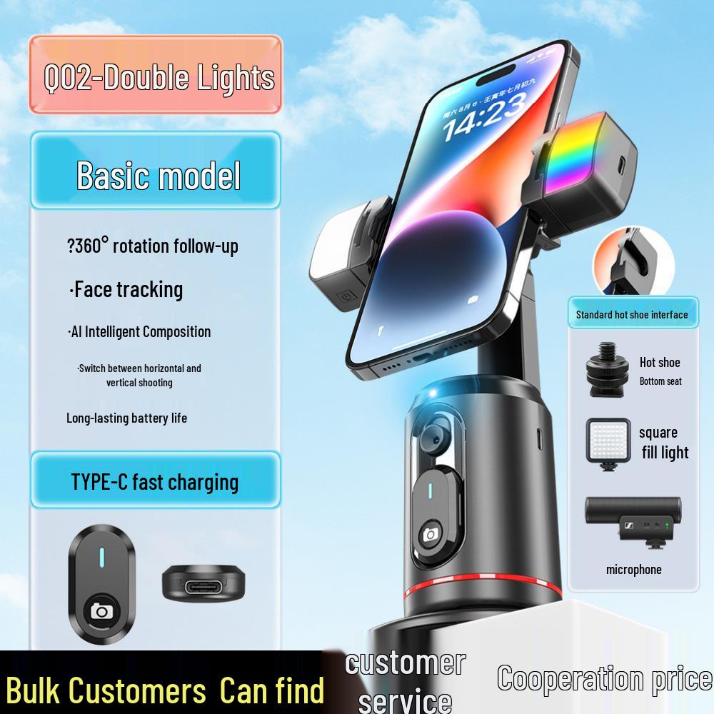 Q02 Smart AI Gimbal: 360° Face Tracking & Rotation for Live Streaming