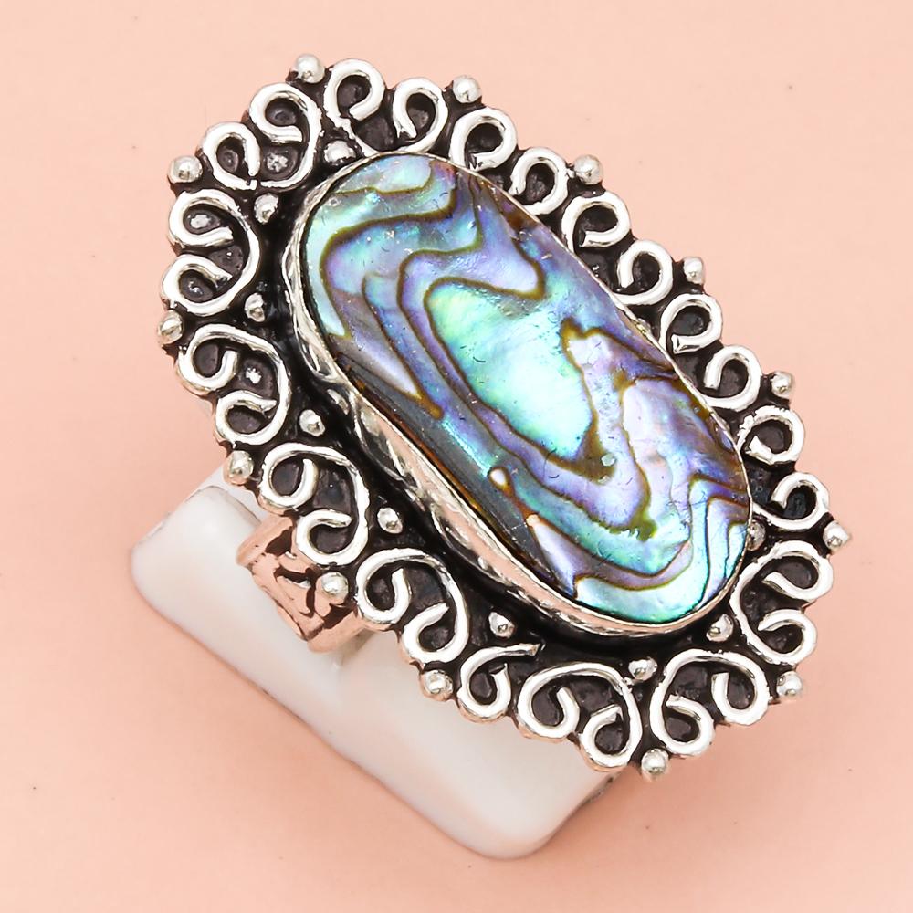 Abalone Shell Gemstone Handmade Silver Jewelry  "7.5"