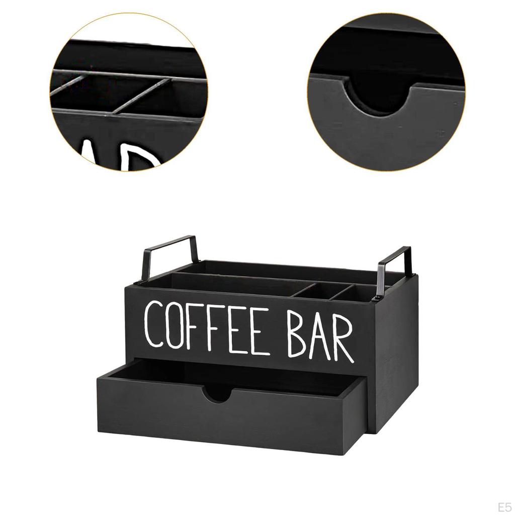 Coffee Organizer for Countertop, Wooden Holder and Accessories