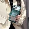 Retro Fashion Leather Imitation Crocodile Skin Texture Cover Case For iPhone 17 16 15 14 13 Pro Max with Flip-up Mirror Holder