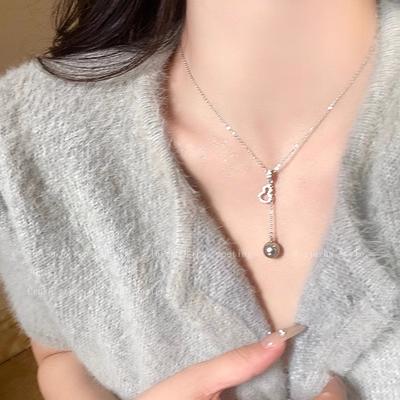 Pearl Zircon Necklace, Women's Niche, Low-key, Luxurious, High-end Sweater Chain, Hoodie Chain, Accessory