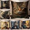 Steampunk Interesting Animal Cat Parrot Pillow Case Square Pillow Bedroom Sofa Leisure Comfort Cushion Car Home Decoration
