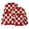 Plaid Red Knit Family Sweater: Autumn-Winter Influencer Style for Parents and Kids