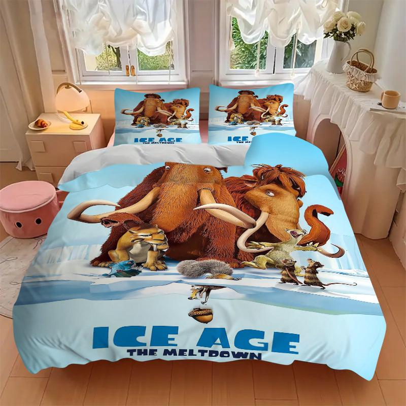 3pcs Ice Age The Meltdown Movie Poster Design Printed Bedding Set, Soft and Comfortable Quilt Cover for Bedroom, Guest Room (1 Duvet Cover +