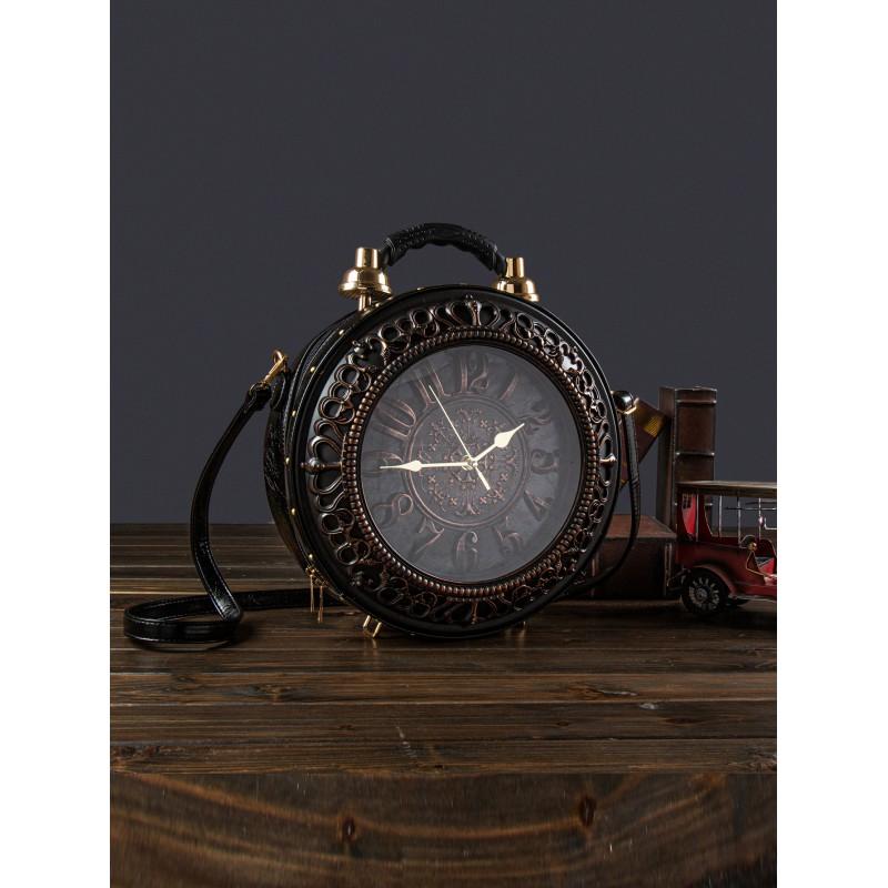 Retro Chic Round PU Handbag With Clock Face Design Womens Shoulder Crossbody Bag Daily Wear