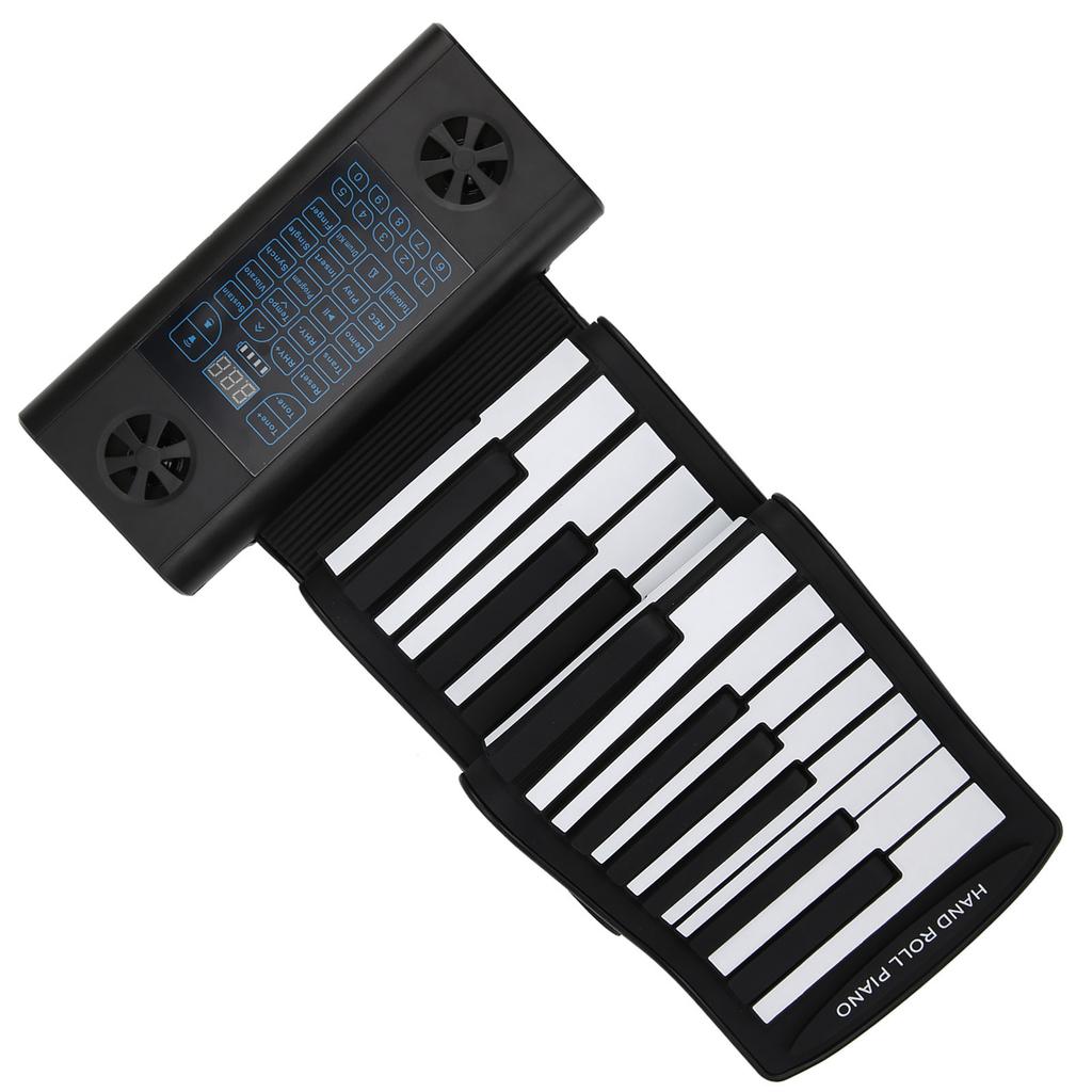 Soft Keyboard Piano 61‑Key Roll Up Silicone Rechargeable Dual Bluetooth Speakers 100‑240VUK Plug