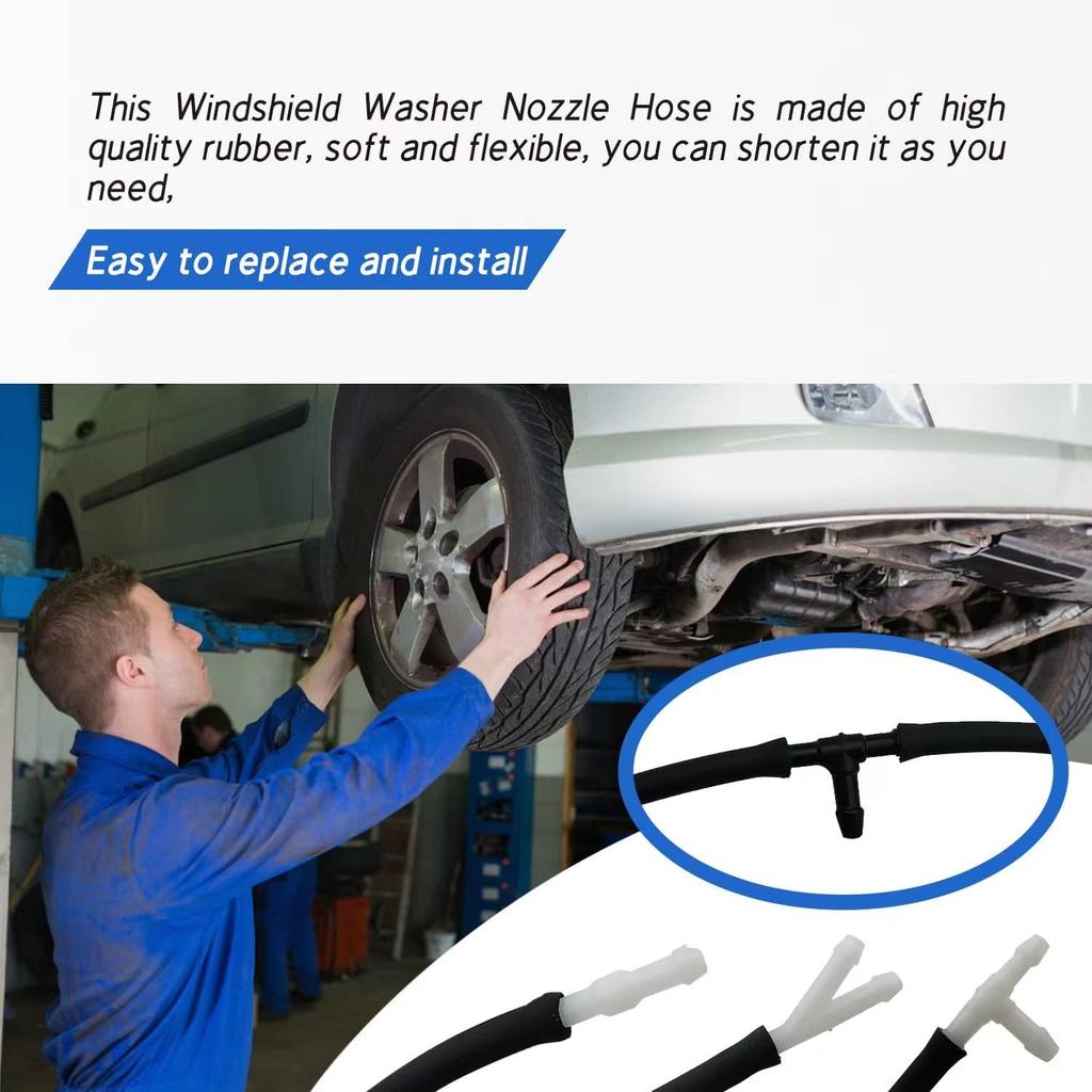 Windshield Washer Hose Kit,4 Liquid Hose with Rice Washer,Belt 12 Hose Connector,Suitable for most car windshield washer hoses
