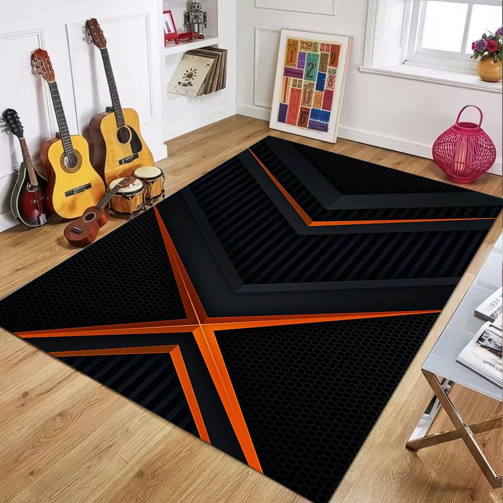 

E-Sports Geometric Rug Fluorescent Black Green Honeycomb Texture Tech Style Large Area Carpet for Gaming Room Living Room Decor 40x60CM