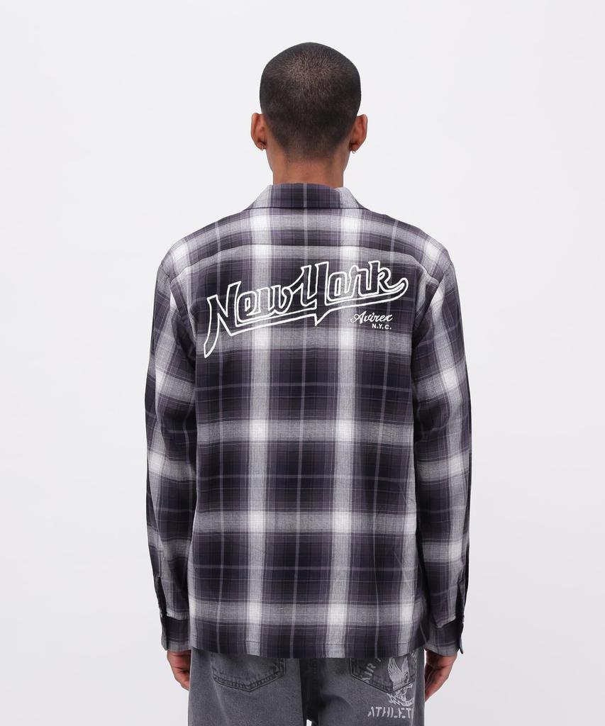 Avirex OMBRE CHECK SHIRT NYC Long Sleeve Ombre Check New York Size Shirt, City, Men's, L, 010, Black, 783-5120007
