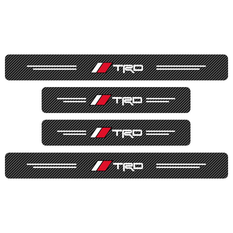 4Pcs Carbon Fiber Auto Door Threshold Waterproof Stickers Accessories For TRD Toyota Corolla Rav4 Auris Camry Yaris CHR