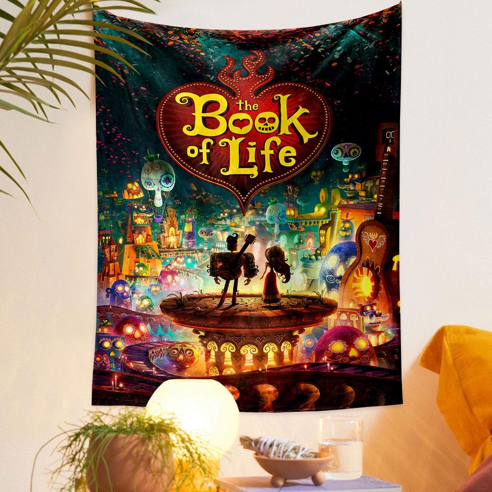 The Book of Life Tapestry Wall Hanging, Dia de los Muertos Animation Art, Colorful Wall Decor for Bedroom Dorm