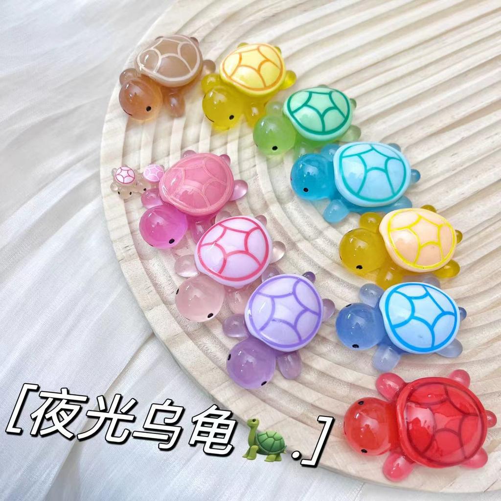 10pcs Champion Same Style 4.8cm Luminous Turtle Luminous Turtle Resin Small Ornament Accessories DIY Accessories Children